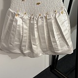 Chrome Hearts Smocked Mini Dress with Gold Charms