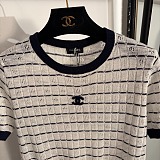 Chanel Pointelle Grid Knit Tee
