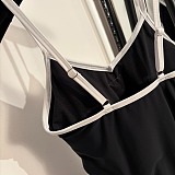 Contrast Binding Cut-Out One-Piece Swimsuit