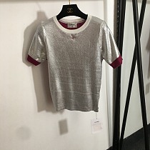 Metallic Knit Short Sleeve Top