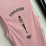 Chrome Hearts Pink Horseshoe Logo Tank Top