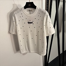 Logo Embroidered Open-Knit Tee