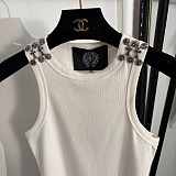 Chrome Hearts Silver Hardware Ribbed Tank