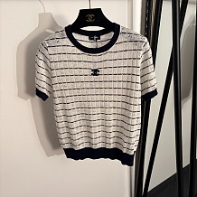 Chanel Pointelle Grid Knit Tee