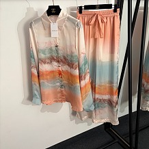 Zimmermann Ombré Silk Shirt & Long Pants Set
