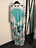 Printed Silk Kaftan Maxi Dress