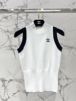Chanel Contrast Trim Knit Tank Top and Pleated Mini Skirt Set