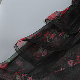 Halterneck Floral Ruffle Maxi Dress