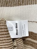 Miu Miu Striped Cotton Knit Polo Vest in Caramel