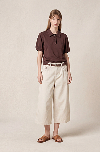 Miu Miu Logo-Embroidered Cotton Piqué Polo Shirt in Camel