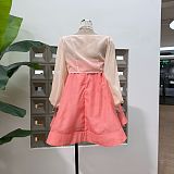 Gratho Strapless Flower Mini Dress In Coral