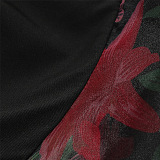 Halterneck Floral Ruffle Maxi Dress