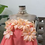 Gratho Strapless Flower Mini Dress In Coral