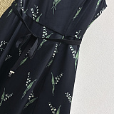 Dior Lily of the Valley Print Silk-Cotton Sundress in Black