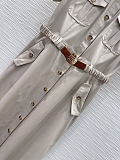 Miu Miu Belted Cotton Twill Shirt Dress in Apricot