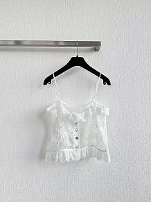 Chanel Floral Lace Cami Top with Scalloped Edge