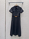 Miu Miu Belted Cotton Twill Shirt Dress in Black