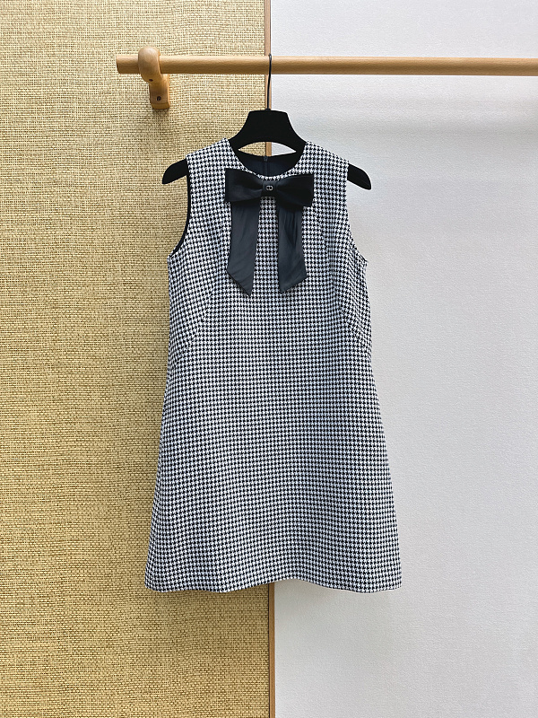 Dior Straight-Cut Short Dress Black and White
