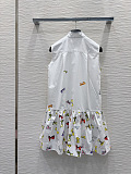 Dior Butterfly Motif Sleeveless Drop-Waist Dress