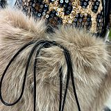 Animal Fur Sequin Skirt Set