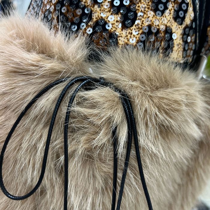 Animal Fur Sequin Skirt Set