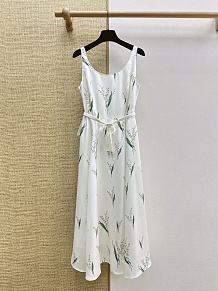 Dior Lily of the Valley Print Silk-Cotton Sundress in White