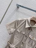 Miu Miu Belted Cotton Twill Shirt Dress in Apricot