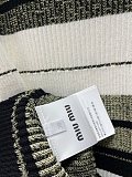 Miu Miu Striped Cotton Knit Polo Vest in Forest Green