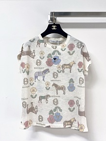 Dior Animal Motif Cashmere-Blend Short-Sleeve Knit