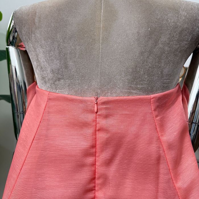 Gratho Strapless Flower Mini Dress In Coral