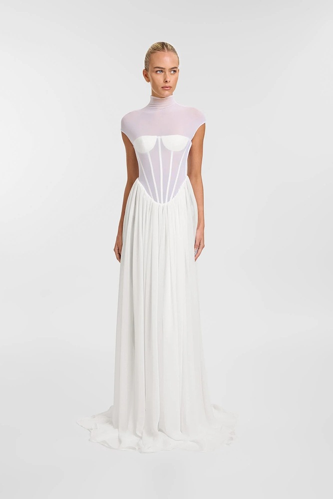 Corset Patchwork Flared Gown