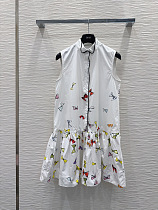Dior Butterfly Motif Sleeveless Drop-Waist Dress