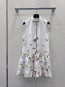 Dior Butterfly Motif Sleeveless Drop-Waist Dress