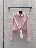 Dior Tied-Front Cropped Cotton Shirt in Pink