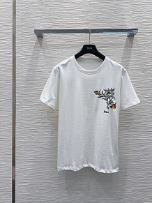 Dior Floral Embroidered Cotton Jersey T-Shirt