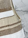 Miu Miu Striped Cotton Knit Polo Vest in Caramel