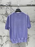 Copy Dior Logo Patch Short-Sleeve Sweater in Lilac