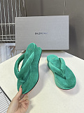 Balenciaga Stretch Velvet Gaeta Thong in Cyan（Balenciaga Summer 26 Collection）