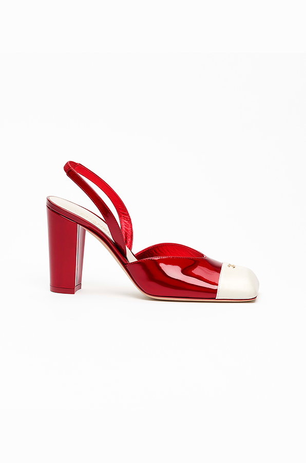 Patent Calfskin Slingbacks