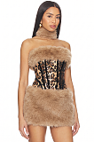 Animal Fur Sequin Skirt Set