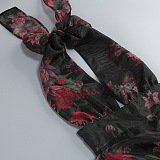 Halterneck Floral Ruffle Maxi Dress