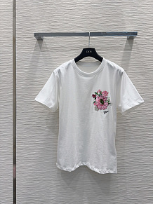 Dior Floral Embroidered Cotton Jersey T-Shirt