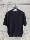 Dior Logo Patch Short-Sleeve Sweater in Black