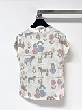 Dior Animal Motif Cashmere-Blend Short-Sleeve Knit