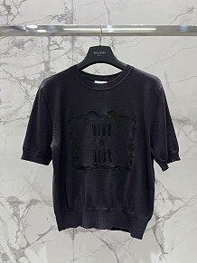 Dior Logo Patch Short-Sleeve Sweater in Black