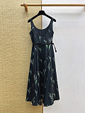 Dior Lily of the Valley Print Silk-Cotton Sundress in Black