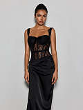 Lace Split Bow Maxi Dress