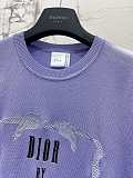 Copy Dior Logo Patch Short-Sleeve Sweater in Lilac
