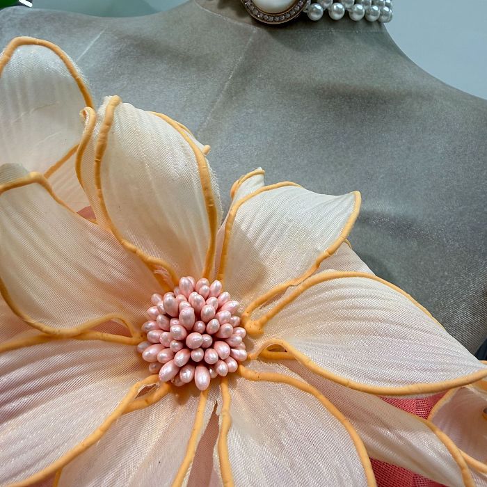 Gratho Strapless Flower Mini Dress In Coral