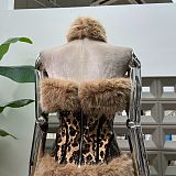 Animal Fur Sequin Skirt Set